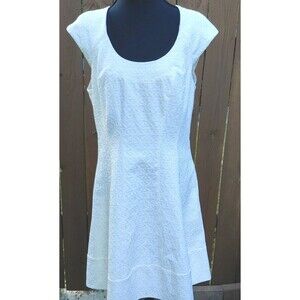 Vince Camuto New Fit & Flare Dress Size 12 Ivory Lined Cap Sleeve Textured